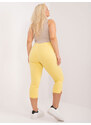 Fashionhunters Světle žluté vypasované kalhoty velikosti 3/4 plus
