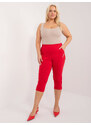Fashionhunters Červené vypasované kalhoty o velikosti 3/4 plus