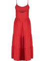 Trendyol Red Skirt Flounce Relaxed Cut Strap Midi Woven Dress