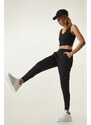 Happiness İstanbul Black Pocket Knitted Sports Leggings