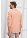 AC&Co / Altınyıldız Classics Men's Orange Slim Fit Slim Fit Buttoned Collar Flamed Linen Shirt