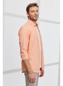 AC&Co / Altınyıldız Classics Men's Orange Slim Fit Slim Fit Buttoned Collar Flamed Linen Shirt