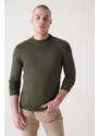 Avva Men's Khaki Half Turtleneck Regular Fit Knitwear Sweater
