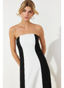 Trendyol Black A-Line Strapless Maxi Woven Dress with Detachable Straps