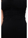 Trendyol Black Sweetheart Neckline Gathered Stretchy Knitted Midi Dress