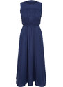 Trendyol Navy Blue Skirt Waist Opening Gipe Detail 100% Cotton Poplin Midi Woven Dress