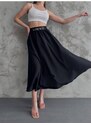 BİKELİFE Black Elastic Waist Parachute Skirt