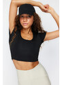 Trendyol Black 2-Layer With Pad Inside Sports Bra Pool Collar Knitted Sports Top/Blouse