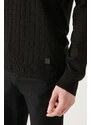 Avva Men's Black Crew Neck Front Textured Regular Fit Knitwear Sweater
