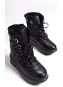 Capone Outfitters Lace-Up Women's Boots with Thick Fur Inside and Zipper
