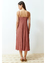 Trendyol Dried Rose A-line Midi Woven Strap Dress