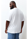 Trendyol Velká velikost Bílé Oversize Pohodlné Základní 100% bavlněné tričko