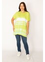 Şans Women's Plus Size Green Batik Patterned, Comfortable Cut Tunic