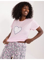 Fashionhunters Světle růžové bavlněné pyžamo s potiskem