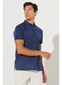 AC&Co / Altınyıldız Classics Men's Indigo Slim Fit Slim Fit Polo Neck Short Sleeve T-Shirt