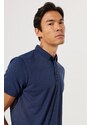 AC&Co / Altınyıldız Classics Men's Indigo Slim Fit Slim Fit Polo Neck Short Sleeve T-Shirt