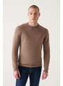 Avva Men's Mink Half Turtleneck Standard Fit Normal Cut Knitwear Sweater