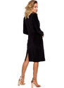 Moe M641 Sametové blejzrové šaty s límečkem - černé