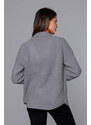 MADE IN ITALY Krátký šedý přehoz přes oblečení typu alpaka (CJ65)