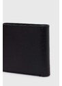 Kožená peněženka Fred Perry Burnished Leathr B'Fold Wallet černá barva, L5322.102