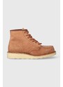 Semišové boty Red Wing 6-Inch Moc Toe dámské, růžová barva, na plochém podpatku, 3319