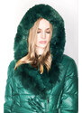 Ann Gissy Zelená dámská bunda s kožešinovým límcem (AG6-28)