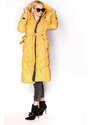 Ann Gissy Žlutá péřová bunda se stojáčkem a kapucí (AG2-J82)