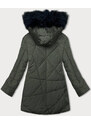 MELYA MELODY Dámská zimní bunda v khaki barvě s kožešinou (V715)
