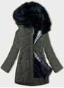 MELYA MELODY Dámská zimní bunda v khaki barvě s kožešinou (V715)
