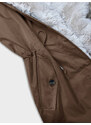 S'WEST Hnědo-béžová dámská zimní bunda parka s kožešinou (B557-14046)