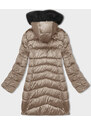 S'WEST Béžovo-černá oboustranná dámská zimní bunda s kapucí (B8203-1201)