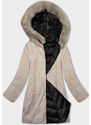 S'WEST Černo-béžová oboustranná dámská zimní bunda s kapucí (B8203-1046)