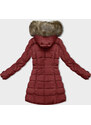 Červená dámská zimní bunda s kožešinovou podšívkou (LHD-23063)