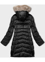 S'WEST Černo-béžová oboustranná dámská zimní bunda s kapucí (B8203-1046)