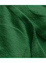 MADE IN ITALY Tmavě zelený dlouhý vlněný přehoz přes oblečení typu alpaka s kapucí (908)