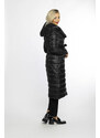 Ann Gissy Černý prošívaný kabát s kapucí (AG1-J9069)