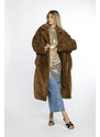 Ann Gissy Hnědý plyšový dámský oversize kabát AnnGissy (AG1-J9172)