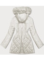 Z-DESIGN Oboustranná dámská bunda v ecru barvě prošívaná-kožíšek (H-897-11)