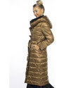 Ann Gissy Zlatohnědý prošívaný kabát s kapucí (AG1-J9069)