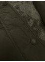 MELYA MELODY Dlouhá zimní bunda v khaki barvě s kapucí (V726)