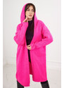 K-Fashion Kardigan s kapucí růžový neon
