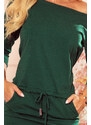 numoco Bavlněné dámské sportovní šaty v lahvově zelené barvě s kapsičkami 13-127