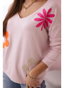 K-Fashion Svetrová halenka s květinovým vzorem pudrově růžová
