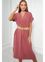 K-Fashion Šaty s ozdobným páskem tmavě růžové