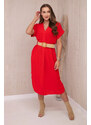 K-Fashion Šaty s ozdobným páskem červený