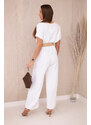 K-Fashion Kombinéza s ozdobným páskem v pase bílý