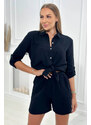 K-Fashion Mušelínová souprava halenka + šortky černá
