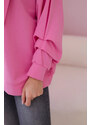 K-Fashion Bavlněná halenka s mašlí světle růžová