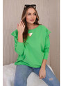 K-Fashion Bavlněná halenka s volánky na ramenou jasně zelená