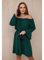 K-Fashion Šaty zavázané v pase se stahovací šňůrkou tmavě zelená